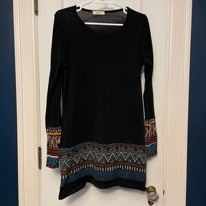 Black Long Sleeve boho Dress